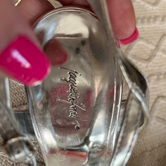 Jacqueline Ferar Vintage Rhinestone Silver Sandal Heels Women’s size 7 - Picture 3 of 12